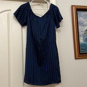 NWT Banana Republic Off the Shoulder Blue and Black Dress